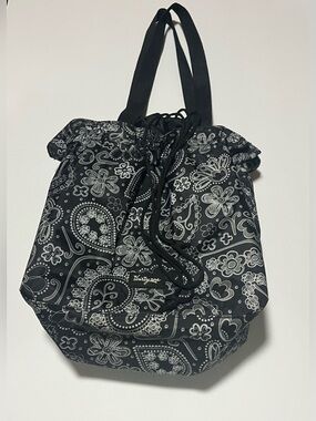 Thirty-One Cinch It Up Black Paisley Insulated Lunch Bag/Tote (See All Pics)